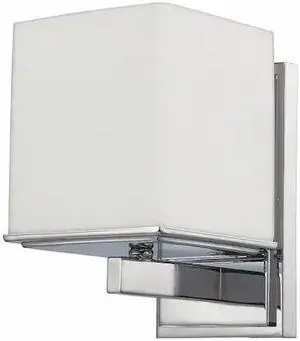 NUVO 60-4081 Bento 1 Light Vanity Fixture Satin White Glass Polished Chro