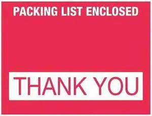 Tape Logic PL480 4 .5 x 5 .5 in. 2 Mil Poly Red Packing List Enclosed - Thank You Envelopes