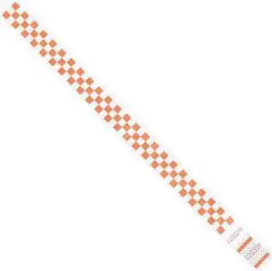 TYVEK WR103OR Tyvek Wristbands, 3/4" x 10", Orange Checkerboard, PK500