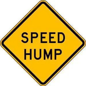 LYLE W17-1-24DA Traffic Sign,24 x 24In,BK/YEL,SP Hump