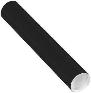 PARTNERS BRAND P2012BL Mailing Tubes with Caps, 2" x 12", Black, PK50