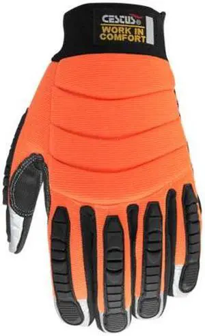 CESTUS 8015-L Impact Gloves with Reflective Fingertips, L,PR