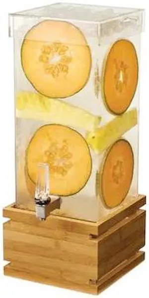 ROSSETO SERVING SOLUTIONS LD180 Square 4 Gal. Beverage Dispenser with Bamboo