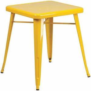 23.75'' Square Yellow Metal Indoor-Outdoor Table
