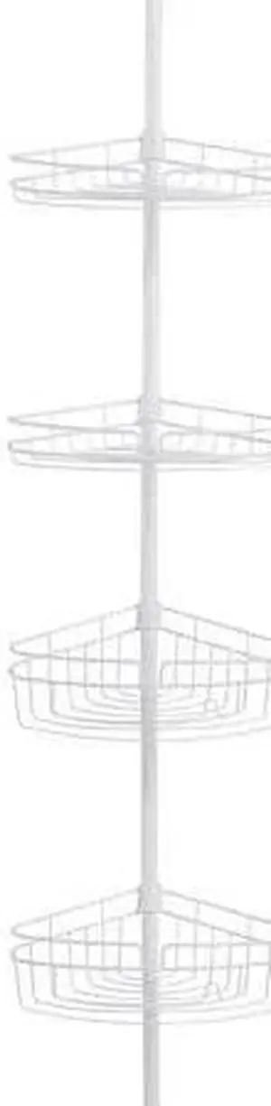 KENNEY MFG KN61523 4-Tier Spring Tension Shower Corner Pole Caddy, White KENNEY MFG KN61523 4-Tier Spring Tension Shower Corner Pole Caddy, White