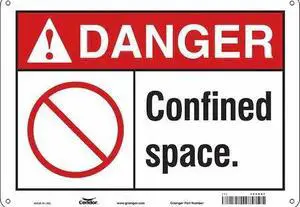 CONDOR 465H51 Safety Sign, 10 in Height, 14 in Width, Polyethylene, Horizontal