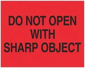 TAPE LOGIC DL1631 Tape Logic® Labels, "Do Not Open with Sharp Object", 8 x 10",
