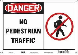 CONDOR 476M92 Safety Sign, 10 in Height, 14 in Width, Polyethylene, Horizontal