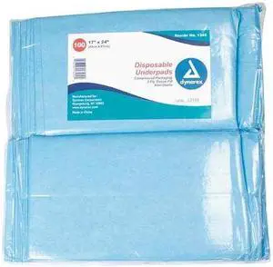Dynarex 1340 Disposable Underpads 17 x 24 Tissue Fill - 3/100/Case