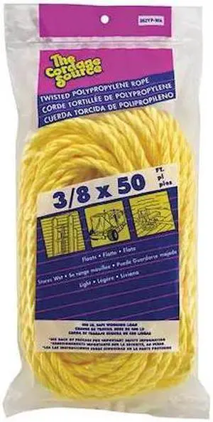 ZORO SELECT 362YP-WA Rope,50ft,Yllw,308lb.,3/8 in,Polyprpylne