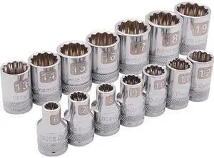 DYNAMIC D010006 Tools 3/8" Drive 14 Piece 12 Point, Std Metric Socket Set, 6mm