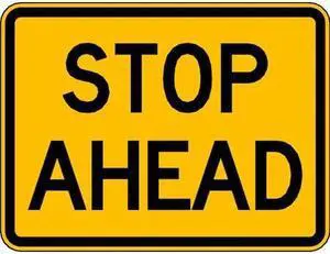 LYLE W3-1AP-24HA Traffic Sign,18 x 24In,BK/YEL,Stop Ahead