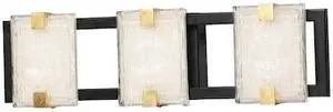 MAXIM 39532CYBKGL Radiant 3-Light " Wide Black / Gold Leaf Vanity Light