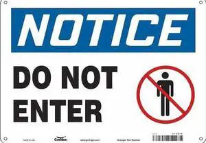 CONDOR 472U75 Safety Sign, 10 in Height, 14 in Width, Aluminum, Horizontal