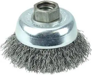 WEILER 36231 Wolverine 3" Crimped Wire Cup Brush .014" Steel Fill 5/8"-11 UNC