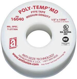 ANTI-SEIZE TECHNOLOGY 16040 Thread Sealant Tape,1/2 In. W,1296 In. L