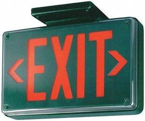 LITHONIA LIGHTING LV S 2 R 120/277 UM 4X Exit Sign, Black, 2 Face(s), LED,