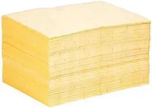 PIG MAT603 Sorbent Pad, 22 gal, 15 in x 20 in, Universal, Yellow, Polypropylene