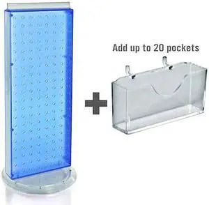 AZAR DISPLAYS 700505-BLU 20 Pocket Revolving Pegboard Gift Card Kit for