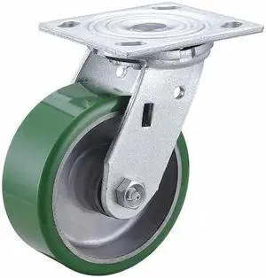 ZORO SELECT 3G139 Swivel NSF-Listed Plate Caster,5 in. Dia,1050 lb,Green