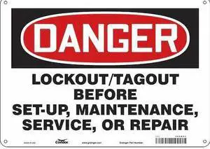 CONDOR 469M03 Safety Sign, 10 in Height, 14 in Width, Polyethylene, Horizontal