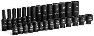 CAPRI TOOLS CP51000-28MSD 1/4 in. Drive Shallow and Deep Impact Socket Set, 4