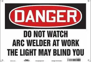 CONDOR 473W97 Safety Sign, 10 in Height, 14 in Width, Polyethylene, Horizontal