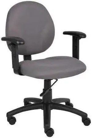 ZORO SELECT 6GNL9 Desk Chair, Fabric Gray, Height 33-1/2" to 38"