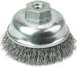 WEILER 13178 3-1/2" Crimped Wire Cup Brush .014" Steel Fill 3/8"-24 UNF Nut