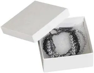PARTNERS BRAND JB3312W Jewelry Boxes, 3 1/2" x 3 1/2" x 1 1/2", White, 100/Case