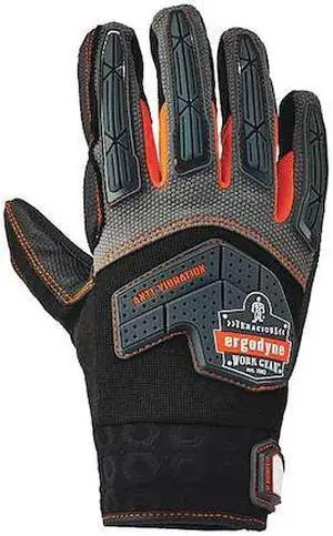 PROFLEX BY ERGODYNE 17303 Anti-Vibration Gloves,Black,M,PR