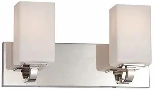 NUVO 60-5182 Vista 2 Light Vanity Fixture Etched Opal Glass Polished Nick NUVO 60-5182 Vista 2 Light Vanity Fixture Etched Opal Glass Polished Nick