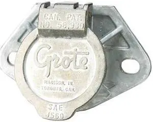 GROTE 87270 Trailer Receptacle, 3-15/16 In