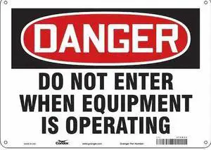 CONDOR 472N36 Safety Sign, 10 in Height, 14 in Width, Polyethylene, Horizontal