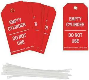 BRADY 17924 Cyl Stat Tag,5-3/4 x 3 In,Wht/R,Met,PK10