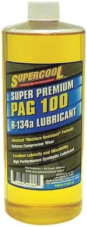 SUPERCOOL P100-32 A/C Compressor PAG Lube, 32 Oz, Flash Point 450F