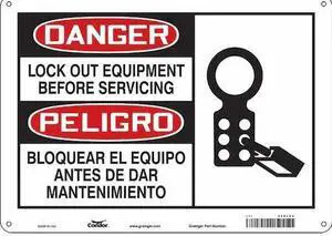 CONDOR 469L88 Safety Sign, 10 in Height, 14 in Width, Aluminum, Horizontal
