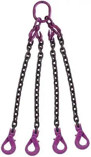 US CARGO CONTROL 38G100QOSLA-5 3/8" x 5',Adjustable 4Leg Chain Sling w/