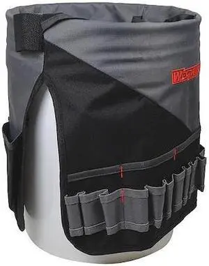 WESTWARD 32PJ50 Bucket Tool Organizer, Gray, Polyester, 30 Pockets