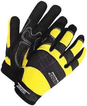 BDG 20-1-10605Y-X2L Mechanics Gloves, Black/Yellow, Padded