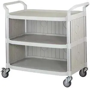 ZORO SELECT 35KT31 Fiber Glass, Polypropylene Enclosed Service Cart, 3 Shelves,