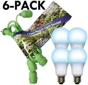 MIRACLE LED 602265 Grow LED Light Cord System 4 Socket & LED Blue Grow Light