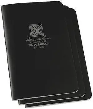 RITE IN THE RAIN 771FX Notebook, Universal, 24 Sheets, Black, PK3