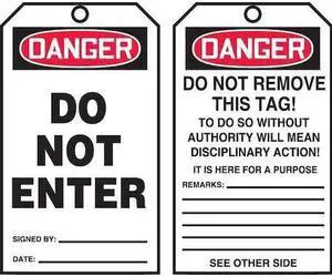 ACCUFORM TAR140 Danger Tag By The Roll, General Safety, Cardstock, 6 1/4 in H x