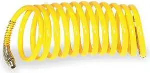 SPEEDAIRE 1VEJ3 3/8" ID x 50 ft Nylon Coiled Air Hose 165 PSI YL