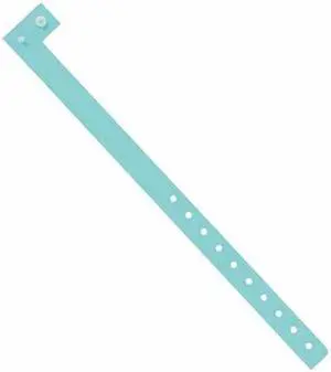 PARTNERS BRAND WR121AQ Plastic Wristbands, 3/4" x 10", Aqua, PK500