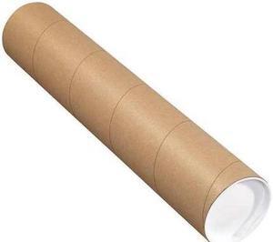 PARTNERS BRAND P4042K Mailing Tubes with Caps, 4" x 42", Kraft, 15/Case