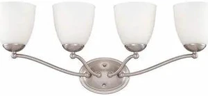 NUVO 60-5034 Patton 4 Light Vanity Fixture Frosted Glass Brushed Nickel NUVO 60-5034 Patton 4 Light Vanity Fixture Frosted Glass Brushed Nickel