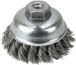 WEILER 13150 3-1/2" Single Row Knot Wire Cup Brush .023" Steel Fill M10x1.25 Nut