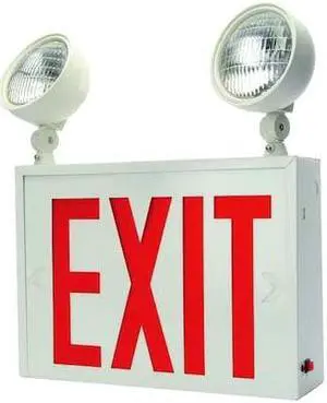 LITHONIA LIGHTING LHXNY W 1 R Exit Sign with Emergency Lights, White, 1